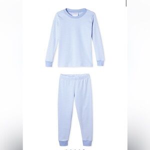 LAKE “Hydrangea” Light Blue Stripe Kids Pajama Set - Soft Long Sleeve Top Pants